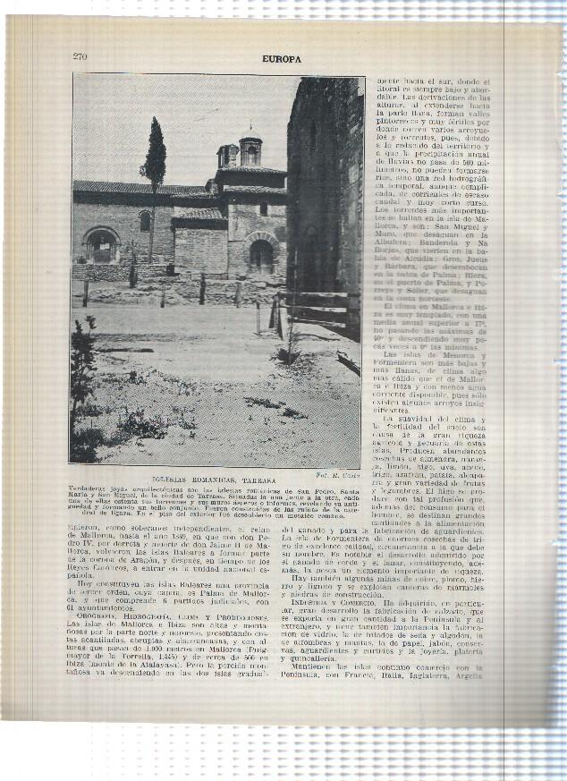 Lamina/sheet/feuille numerada 269/270: Vista de Manresa, Iglesias romanicas en Tarrassa