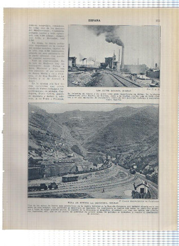 Lamina/sheet/feuille numerada 273/274: Altos hornos de Bilbao, Mina La Orconera en Bilbao, Salinas de Cadiz y de Cardona