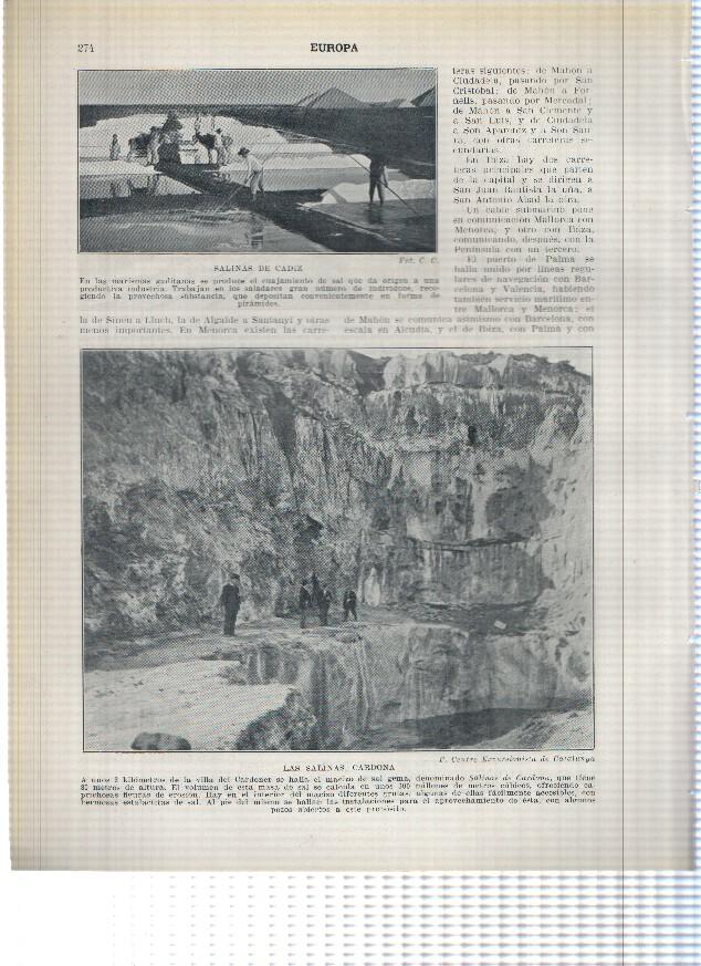 Lamina/sheet/feuille numerada 273/274: Altos hornos de Bilbao, Mina La Orconera en Bilbao, Salinas de Cadiz y de Cardona