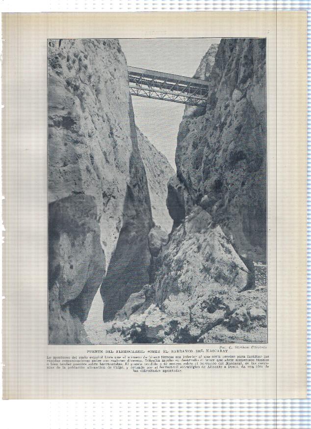 Lamina/sheet/feuille numerada 277/278: Puente ferrocarril sobre el barranco del mascarat, vista de Barbastro