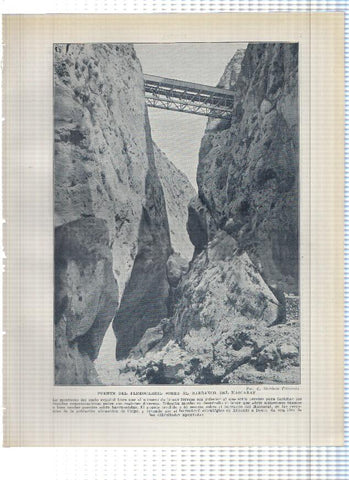 Lamina/sheet/feuille numerada 277/278: Puente ferrocarril sobre el barranco del mascarat, vista de Barbastro