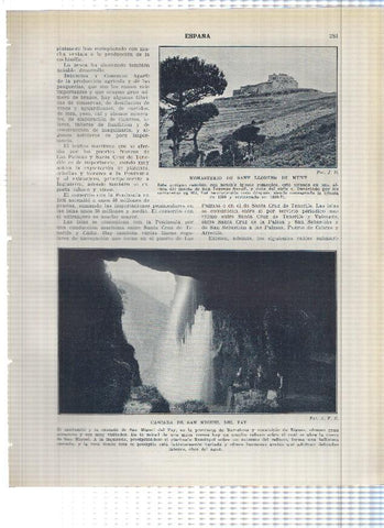 Lamina/sheet/feuille numerada 281/282: Monasterio de Sant Llorens de Munt, Cascada de San Miquel de Fay, Barracas y la albufera de ValenciaAlmodovar del Rio