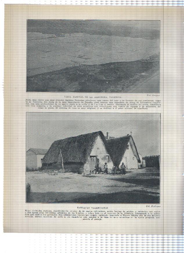 Lamina/sheet/feuille numerada 281/282: Monasterio de Sant Llorens de Munt, Cascada de San Miquel de Fay, Barracas y la albufera de ValenciaAlmodovar del Rio