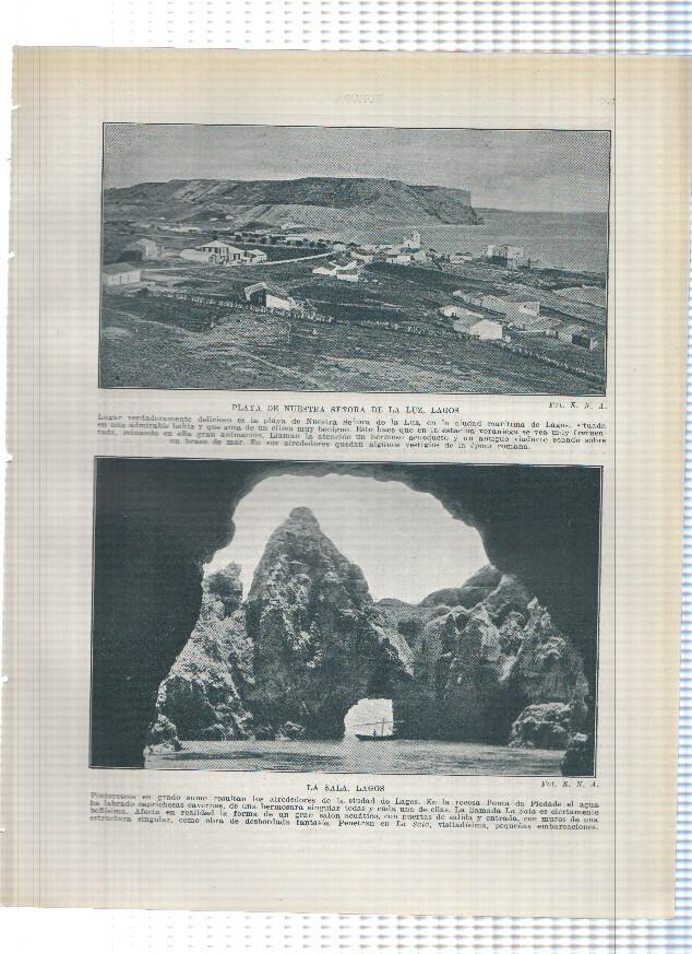 Lamina/sheet/feuille numerada 291/292: Playa Ntra Sra de la Luz y la Sala en Lagos, Playa de la roca en la villa nova de portimao