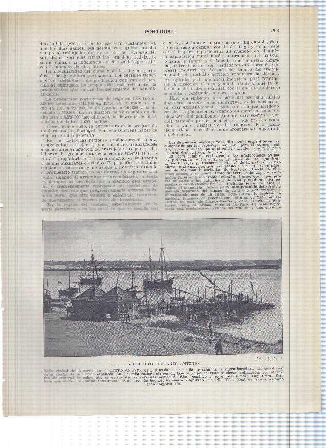 Lamina/sheet/feuille numerada 293/294:  Villa Real de San Antonio y Sierra de la estrella en portugal