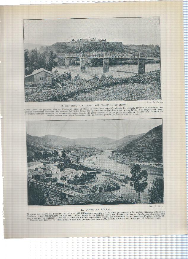 Lamina/sheet/feuille numerada 295/296:  El rio Miño a su paso por Valença do Minho, El rio duero en Pinjap, El tajo en Lisboa y en Barquinha