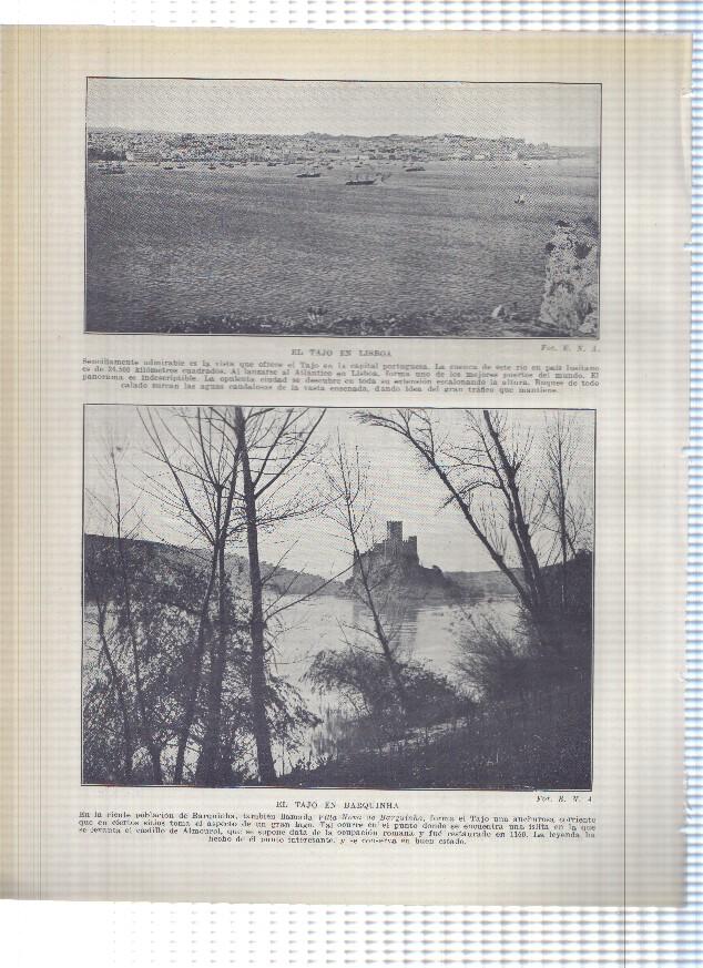 Lamina/sheet/feuille numerada 295/296:  El rio Miño a su paso por Valença do Minho, El rio duero en Pinjap, El tajo en Lisboa y en Barquinha
