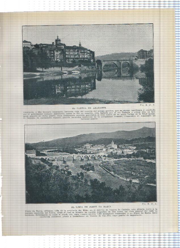 Lamina/sheet/feuille numerada 297/298:  El Tamega en amarante , El Limia en ponta da Barça, Mapa agricola e industrial de Portugal