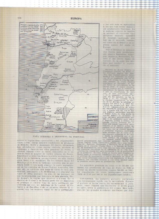 Lamina/sheet/feuille numerada 297/298:  El Tamega en amarante , El Limia en ponta da Barça, Mapa agricola e industrial de Portugal