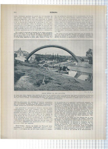 Lamina/sheet/feuille numerada 303/304: Puente ferrocarril sobre el rio Tua, Puente de Doña Maria Pia en Porto, Sifon sobre el rio Sacavem