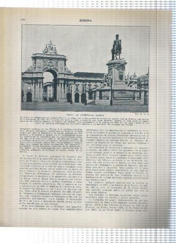Lamina/sheet/feuille numerada 305/306: Vista de Lisboa, Praça do commercio en Lisboa