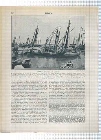 Lamina/sheet/feuille numerada 299/300:  Viñedos en la regio del Duero, Mercado de ganado en Ponte do Lima, Puerto pesquero de Lisboa