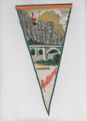 Banderin: MONTSERRAT, Barcelona- Ilustracion del Teleferico y Puente de la Estacion del Teleferico