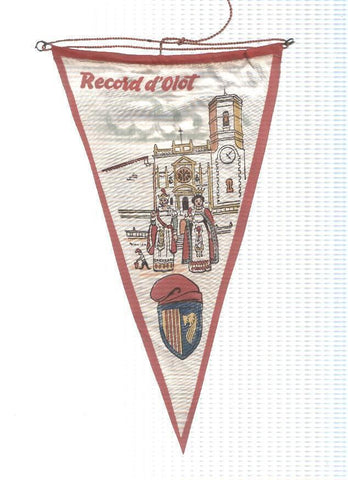 BANDERIN: OLOT - Catedral de OLOT , gigantes de Olot y escudo de la ciudad