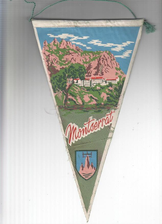 BANDERIN: MONTSERRAT - Vista de la Basilica, la montaña y el escudo