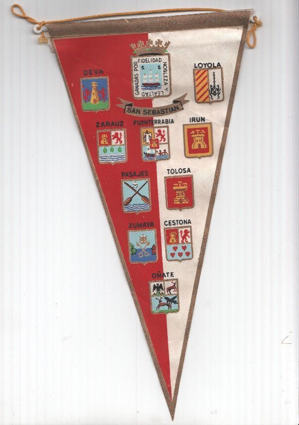 BANDERIN: GIPUZCOA - Ilustraciones de los escudos de San Sebastia, Zarauz, Deva, Loyola, Pasajes...