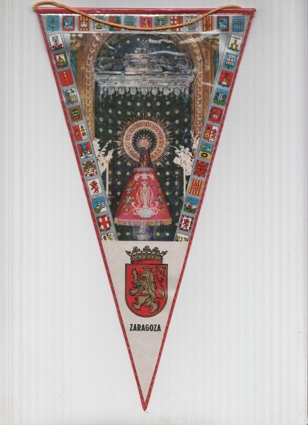 Banderin: ZARAGOZA - Imagen de la Virgen del Pilar y escudo de la localidad de Zaragoza