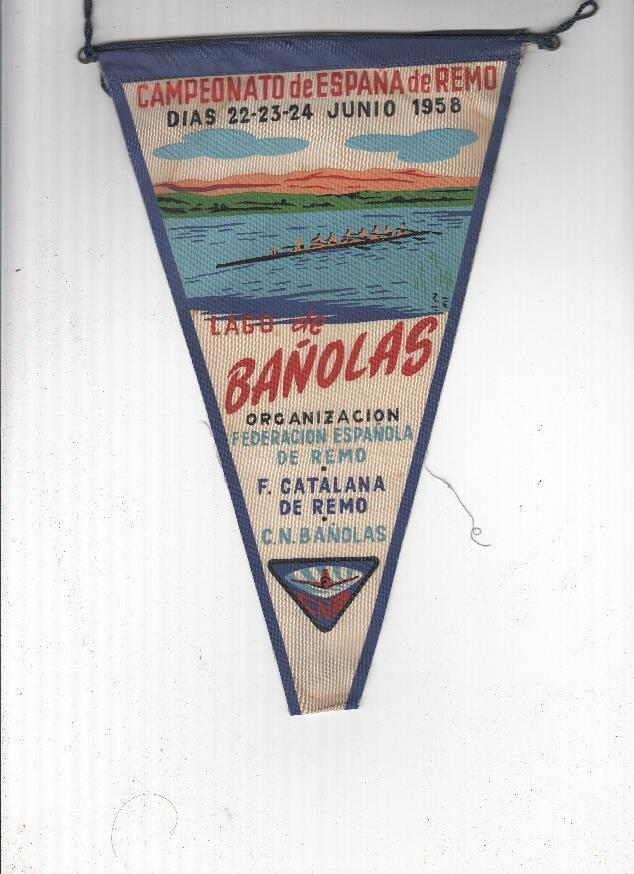 BANDERIN: LAGO DE BAÑOLAS/BANYOLES - Campeonato de España de Remo de 1958 C.N Bañolas