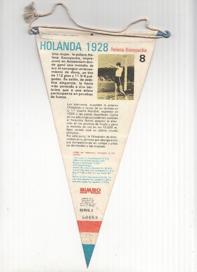 BANDERIN: AMSTERDAM 1928 BIMBO - Ficha de Helena Konopacka en trasera.