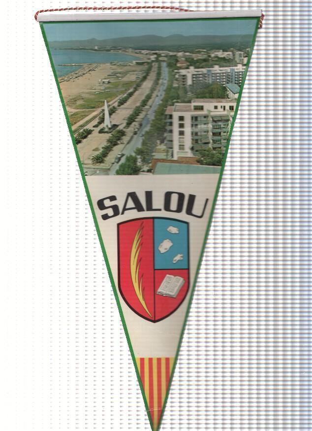 BANDERIN: SALOU - Imagen aerea de la poblacion y escudo de la localidad y mapa en parte posterior