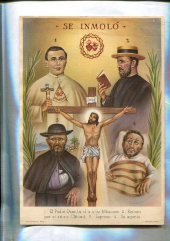 Reinado social del Sagrado Corazon lamina pidiendo canonizacion del Padre Damian, el aposto de los Leproso
