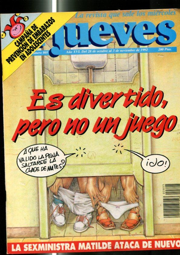 El Jueves revista semanal numero 0805: Campaña de prevencion de embarazos en adolescentes, pagina central caricatura de Cristobal Depardieu