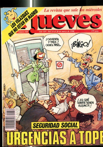 El Jueves revista semanal numero 0668: Seguridad Social, urgencias a tope , pagina central con caricatura parodia del cuadro las lanzas
