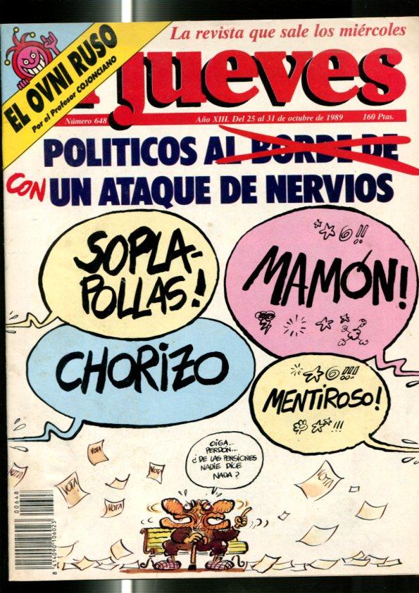 El Jueves revista semanal numero 0648: Politicos con ataque de nervios, pagina central con historieta