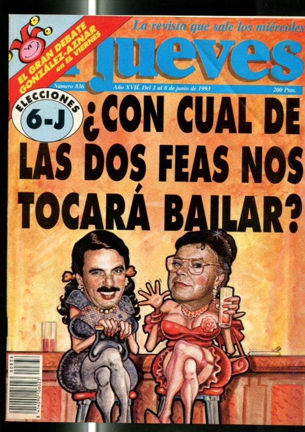 El Jueves revista semanal numero 0836:  Elecciones 6-J pagina central con poster caricatura  Pinocho Aznar