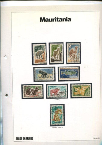 Sellos del Mundo: hoja numero 056: 9 sellos diversos de Mauritania