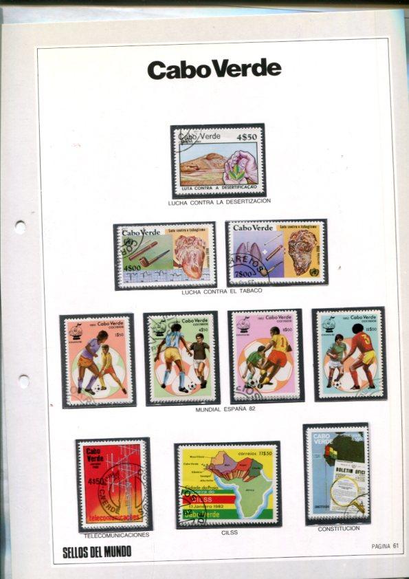 Sellos del Mundo: hoja numero 061: 10 sellos diversos de Cabo Verde