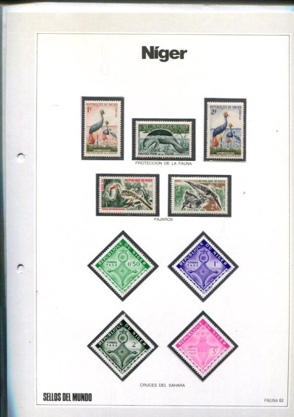 Sellos del Mundo: hoja numero 063: 9 sellos diversos de Niger