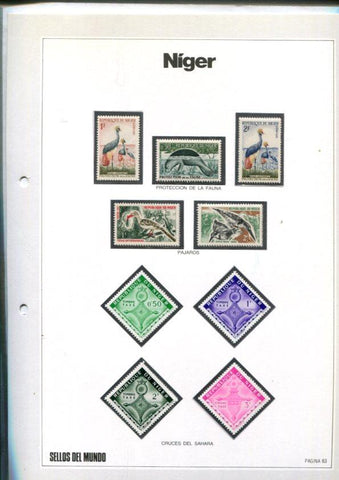 Sellos del Mundo: hoja numero 063: 9 sellos diversos de Niger