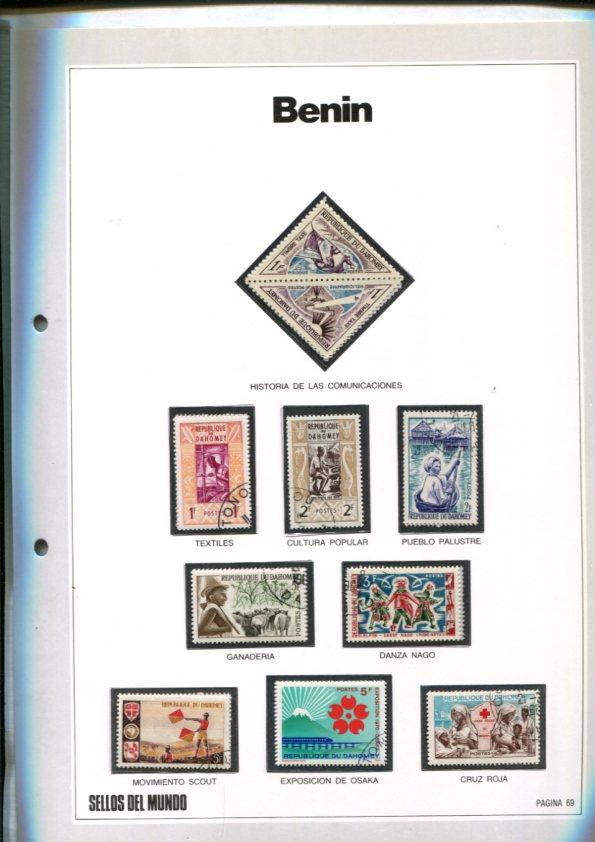 Sellos del Mundo: hoja numero 069: 9 sellos diversos de Benin