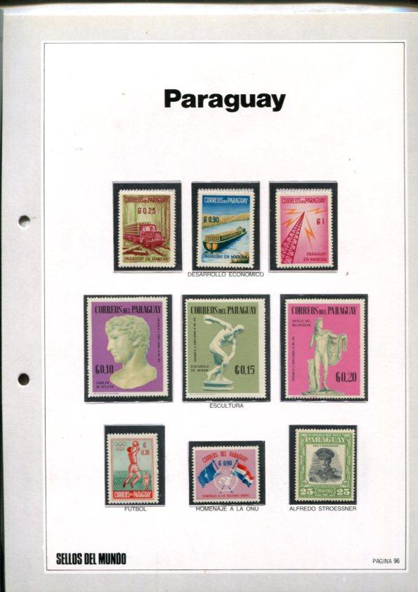 Sellos del Mundo: hoja numero 096: 10 sellos diversos de Paraguay