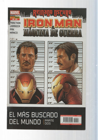 Panini Comics: El Mas Buscado del Mundo parte dos. Iron Man y Maquina de Guerra año 3, numero 21 - Reinado Oscudo. Marvel