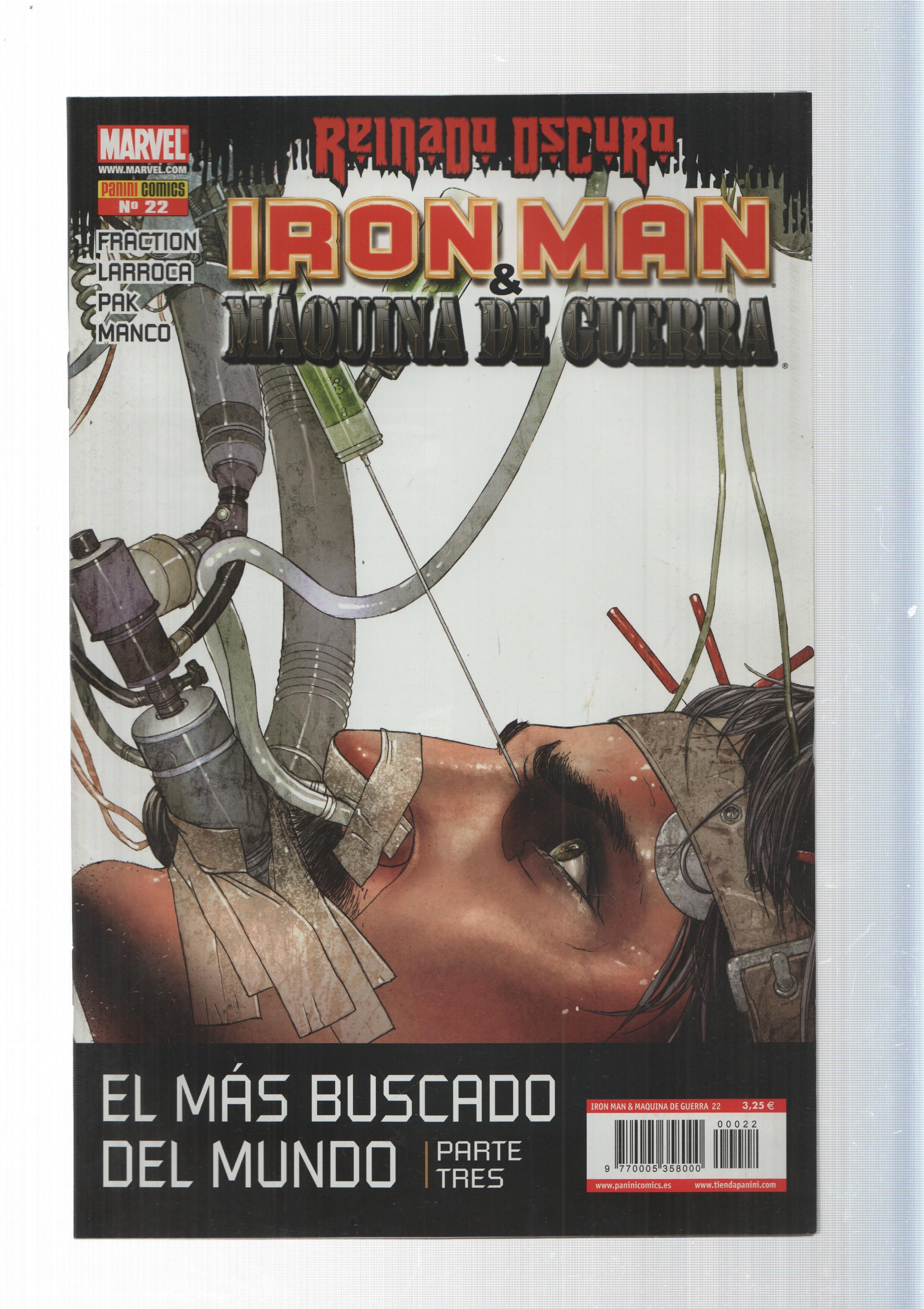 Panini Comics: El Mas Buscado del Mundo parte tres. Iron Man y Maquina de Guerra año 3, numero 22 - Reinado Oscudo. Marvel