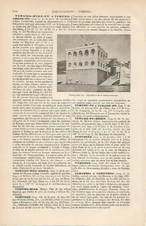 LAMINA ESPASA 5796: Edificio de la Marina Francesa en Tchung-king-fu China