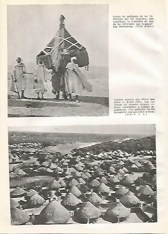 LAMINA GEOGRAFIA 0156: Caravana al sur de Argelia y Kraal 