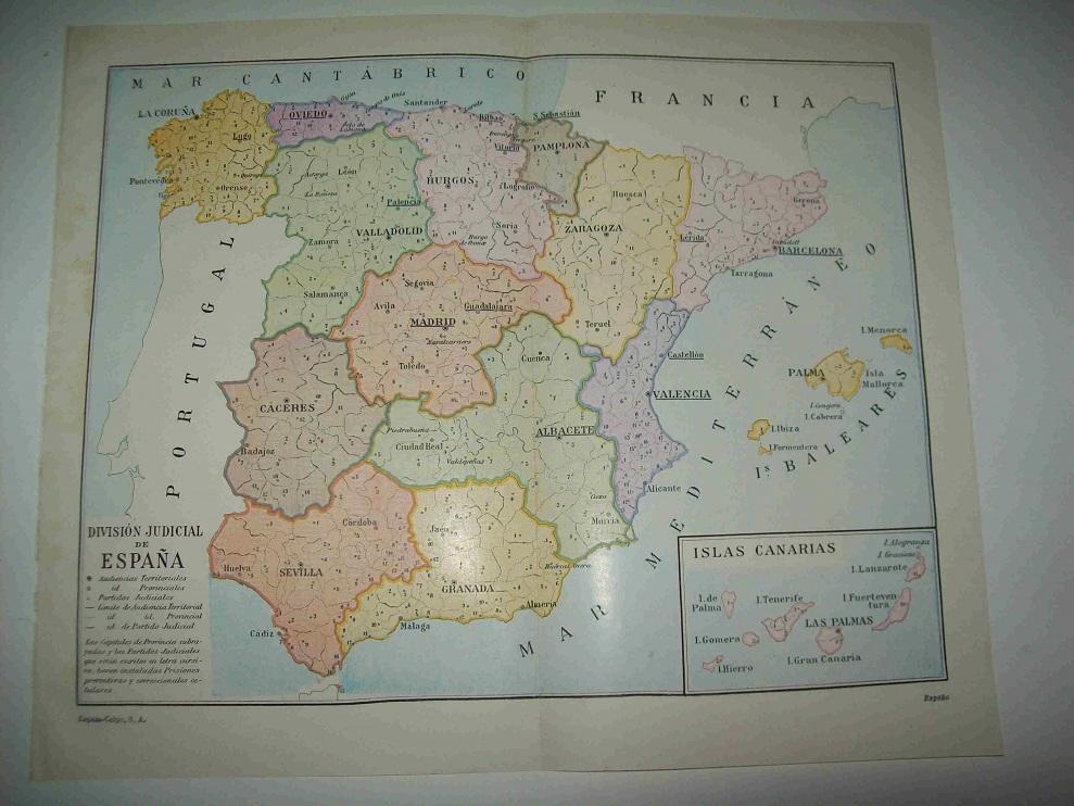 LAMINA ESPASA 17239: Mapa de la division judicial de España