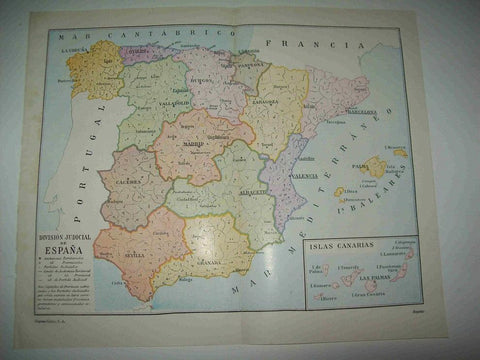 LAMINA ESPASA 17239: Mapa de la division judicial de España