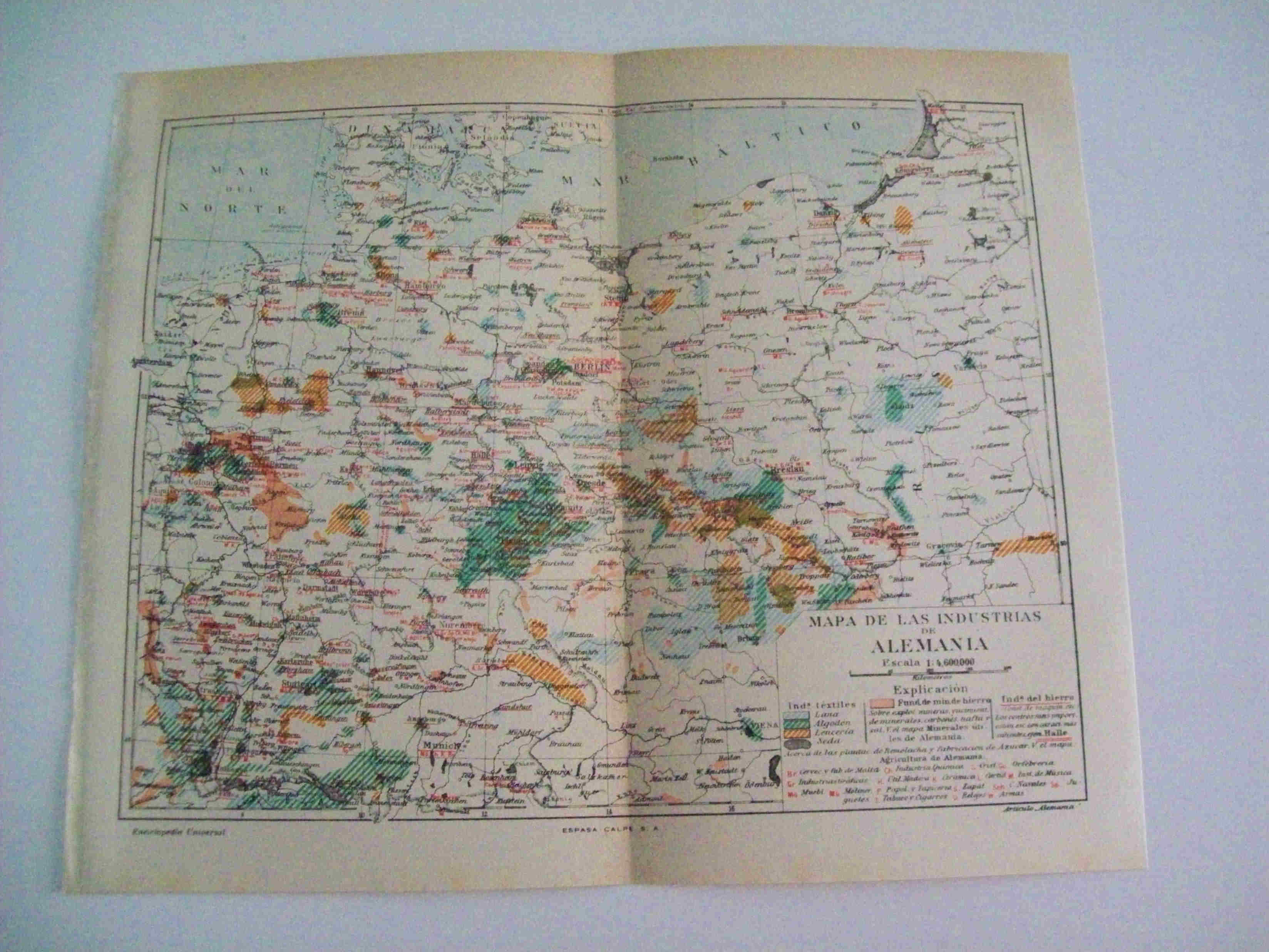 LAMINA ESPASA Alemania 10000: Mapa de las industrias de Alemania
