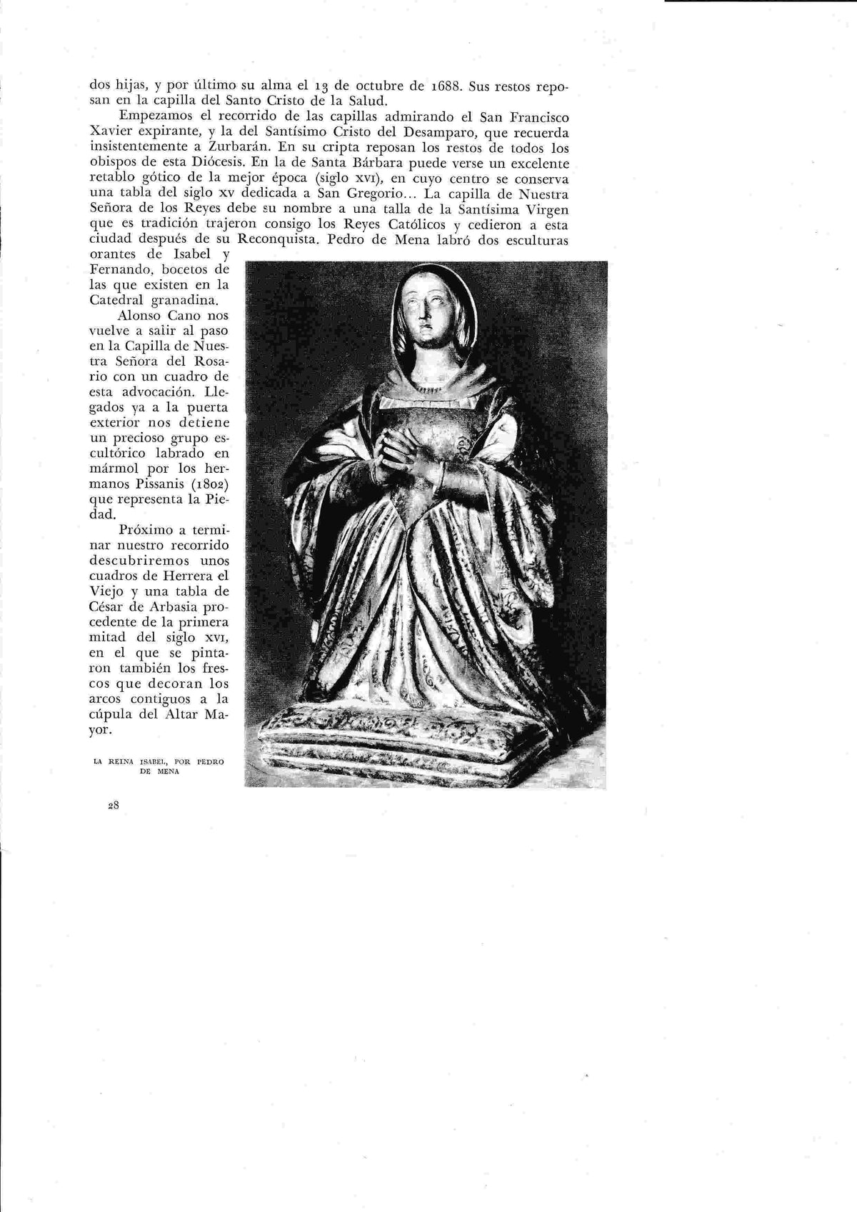 LAMINA 6469: La reina Isabel por Pedro de Mena