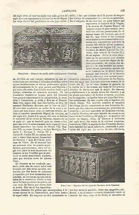 LAMINA ESPASA 23517: Sepulcro de los reyes de Navarra en la Catedral de Pamplona