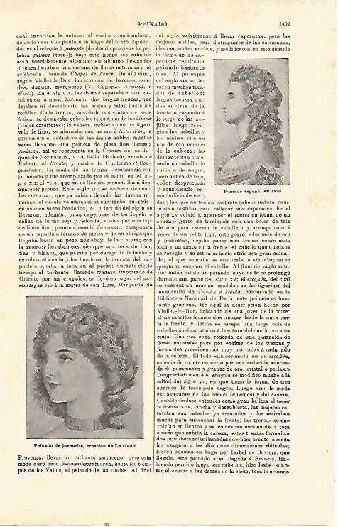 LAMINA ESPASA 23920: Peinado español de 1870