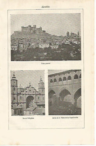 LAMINA ESPASA 9962: Vistas de Alcañiz Teruel