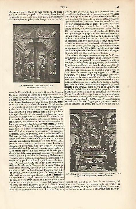 LAMINA ESPASA 11981: La Anunciacion de Cosme Tura