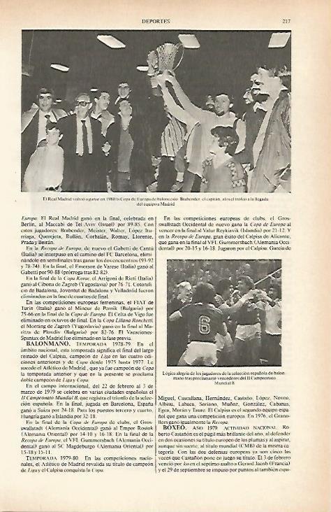 LAMINA ESPASA 26596: El Real Madrid de baloncesto ganador en 1980