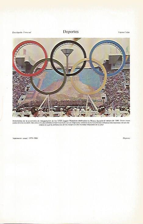 LAMINA ESPASA 26600: Ceremonia de inauguracion de los Juegos Olimpicos de Moscu