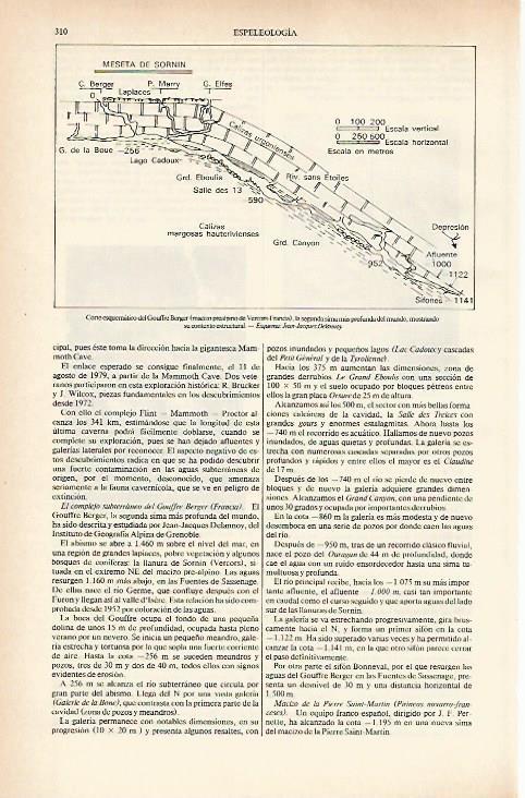 LAMINA ESPASA 26603: Corte esquematico del Gouffre Berger